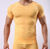 2015 Men Sexy Fitness Bodybuilding Ultra-thin Short Sleeves T Shirts