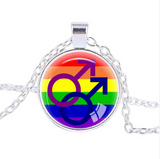 Gay lesbian pride with rainbow love necklace