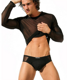 Long Sleeve Shirt Brand Sheer Mesh Sexy Men Shirts