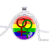 Gay lesbian pride with rainbow love necklace