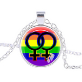 Gay lesbian pride with rainbow love necklace