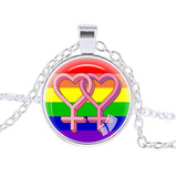 Gay lesbian pride with rainbow love necklace