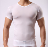 Ultra-thin Men Sexy Skinny Transparent T Shirts