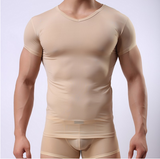 Ultra-thin Men Sexy Skinny Transparent T Shirts