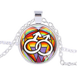 Gay lesbian pride with rainbow love necklace