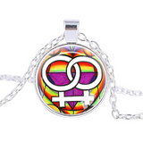 Gay lesbian pride with rainbow love necklace