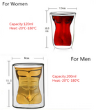 120-200ml Double Glass Crystal Men Woman Body Shape Couple Cups Mug