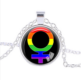 Gay lesbian pride with rainbow love necklace