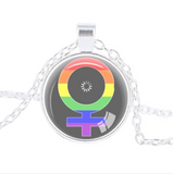 Gay lesbian pride with rainbow love necklace