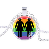 Gay lesbian pride with rainbow love necklace