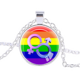Gay lesbian pride with rainbow love necklace
