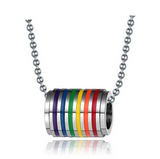 Fashion stainless steel rainbow loop necklace pendant for men and women gay pride