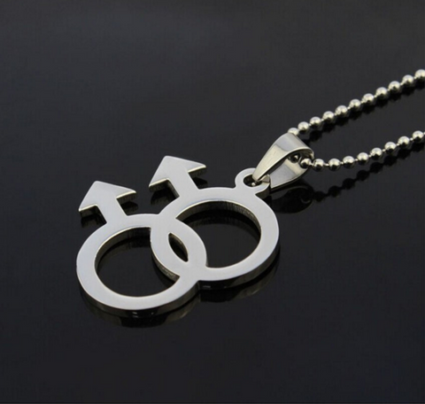 Titanium steel long men necklace gay pride