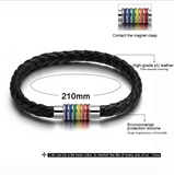 10pcs/lots Wholesale leather bracelets bangles stainless steel magnet clasp