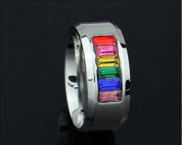 Fashion rainbow wedding rings for men and women