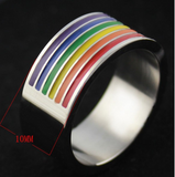 Fashion titanium stainless steel unisex rainbow ring