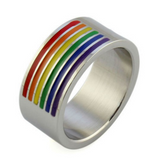 Fashion titanium stainless steel unisex rainbow ring