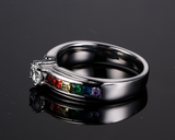 Men and women wedding rings Rainbow color ring with Zircon Austrian Crystal