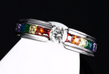 Men and women wedding rings Rainbow color ring with Zircon Austrian Crystal