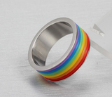 New Hot 2015 High Quality Inlaid Stone Stainless steel Rainbow ring