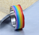 New Hot 2015 High Quality Inlaid Stone Stainless steel Rainbow ring