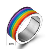 New Hot 2015 High Quality Inlaid Stone Stainless steel Rainbow ring